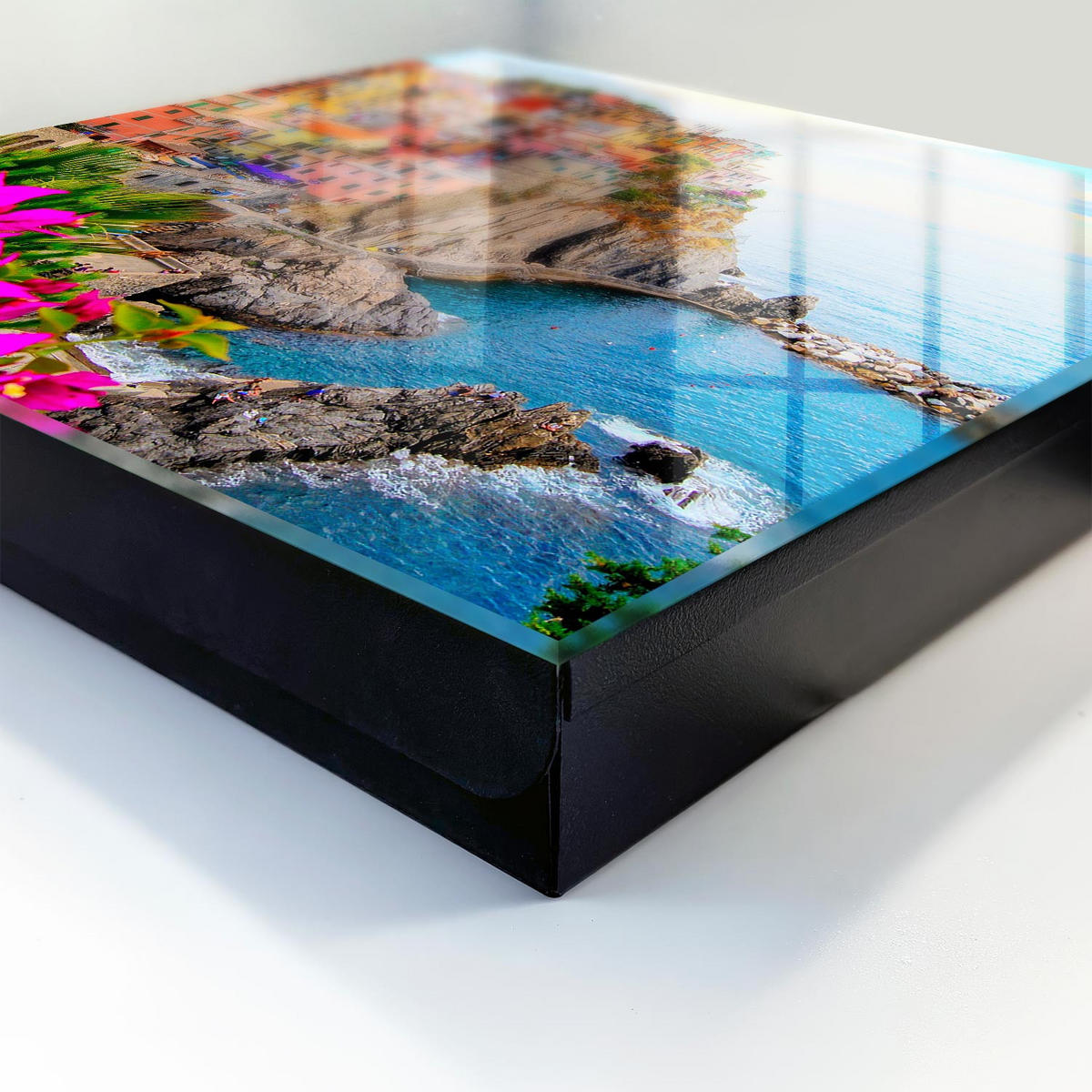 SCHLÜSSELBOX Schwarz 30x30 cm- Türöffnung nach rechts - Farbenfrohe Bucht - Blau, Metall (30/30/5cm) - TULUP