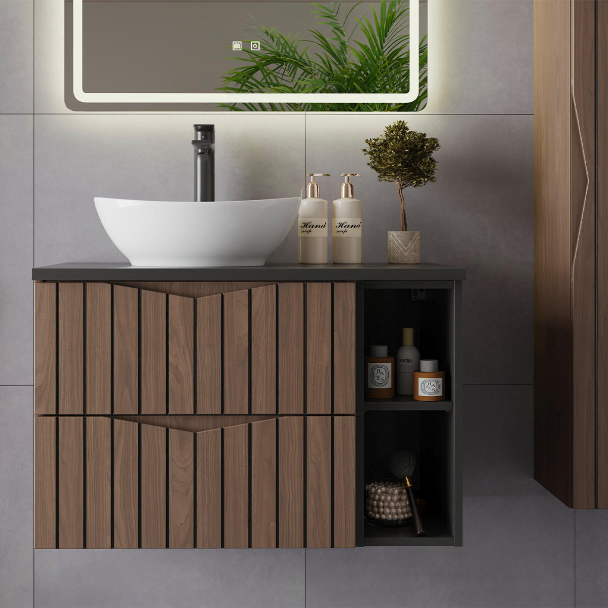 SKŘÍŇKA POD UMYVADLO 80.6cm Siena Dřevo a černá - černá, kompozitní dřevo (80.6/52.2/46.5cm) - Petits-meubles