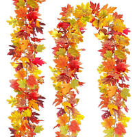GIRLANDE Herbstblätter 2-teiliges Set 1.74 m - Multicolor, Kunststoff (10cm)