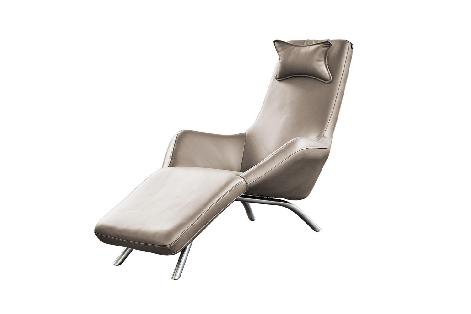 RELAXLIEGE CAVAL Hellgrau Leder - Silberfarben/Hellgrau, Leder/Metall (79/95/157cm) - KAWOLA