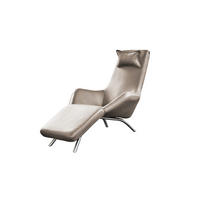RELAXLIEGE CAVAL Hellgrau Leder - Silberfarben/Hellgrau, Leder/Metall (79/95/157cm) - KAWOLA