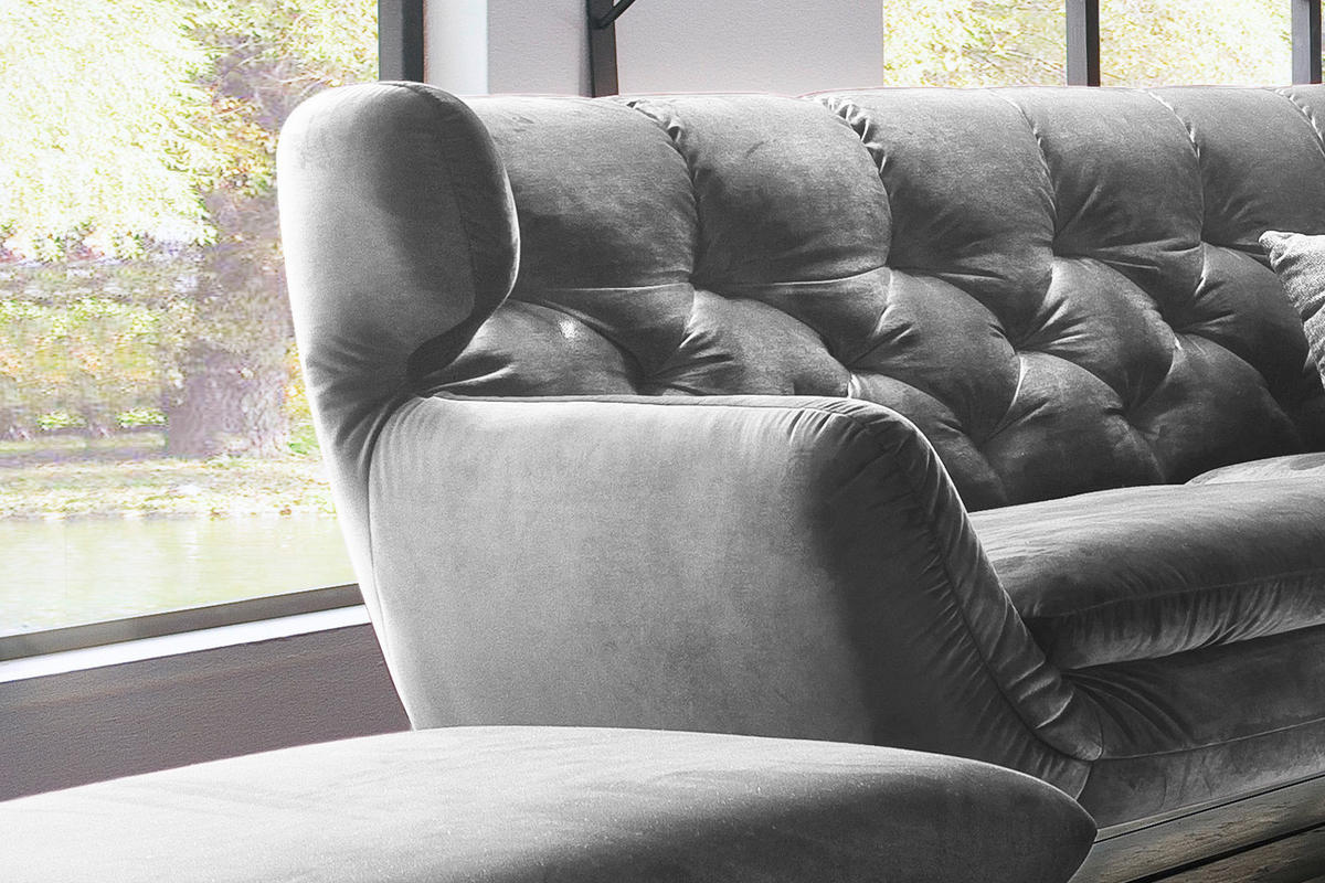 SOFA CHARME Silber Velvet - Silberfarben, Textil/Metall (175/94/95cm) - KAWOLA