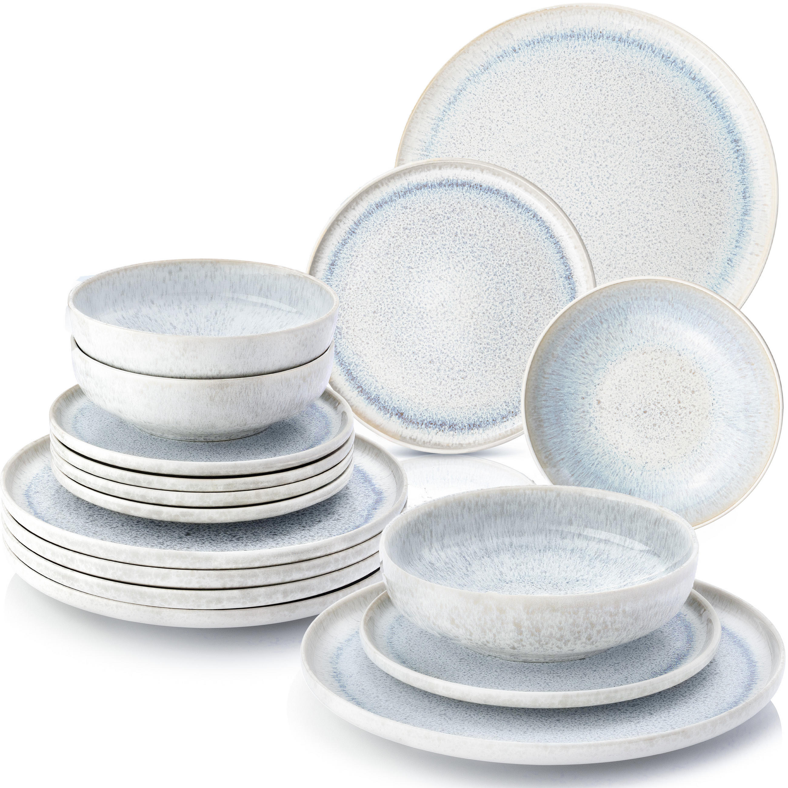 TAFELSERVICE SANTORINI - 12 teilig aus Steingut - Creme, Keramik (40/37/48cm) - Sänger