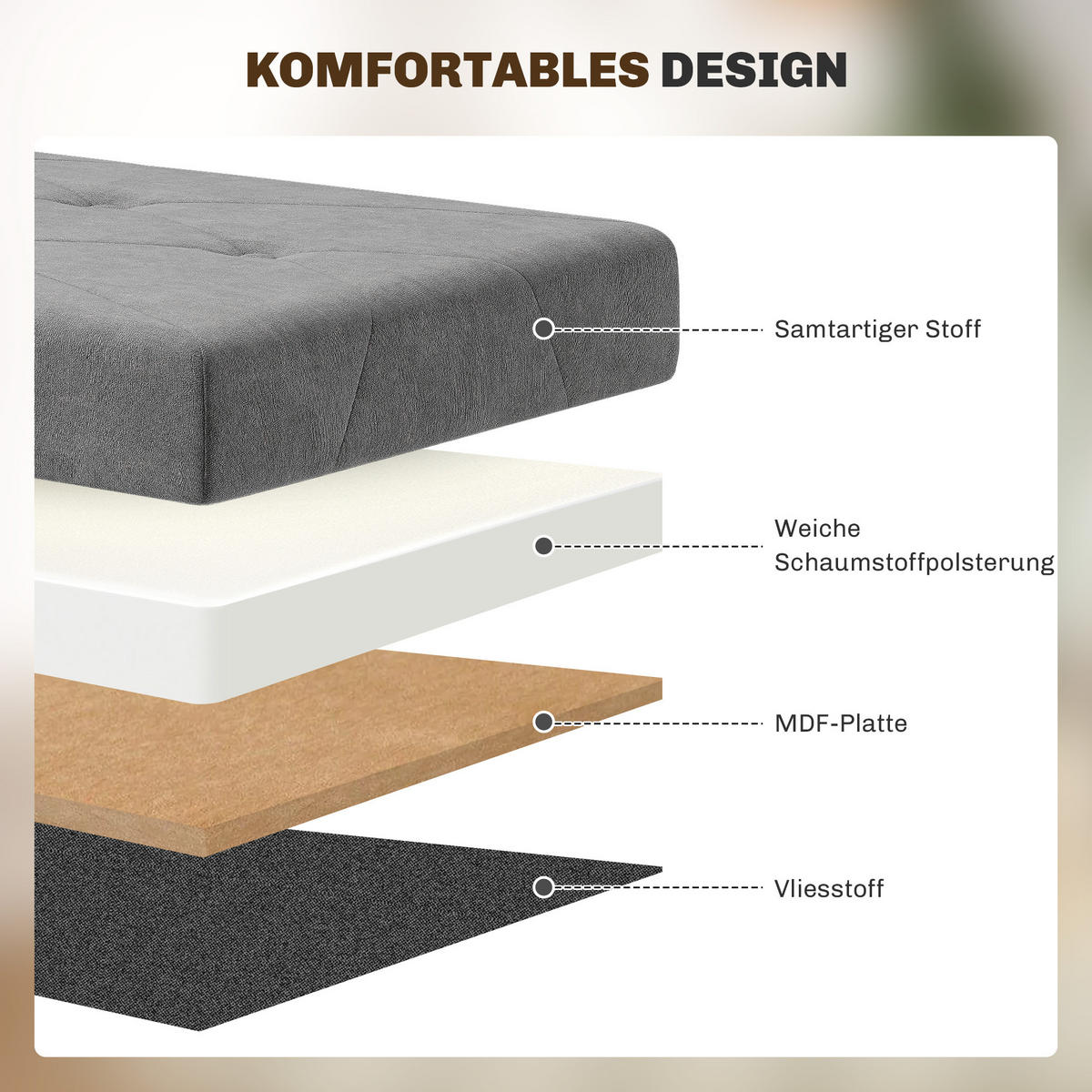 SITZBANK mit Stauraum, faltbar Polsterbank, Bettbank mit Samtoptik, Sitztruhe - Grau, Kunststoff (38/38/76cm) - HOMCOM