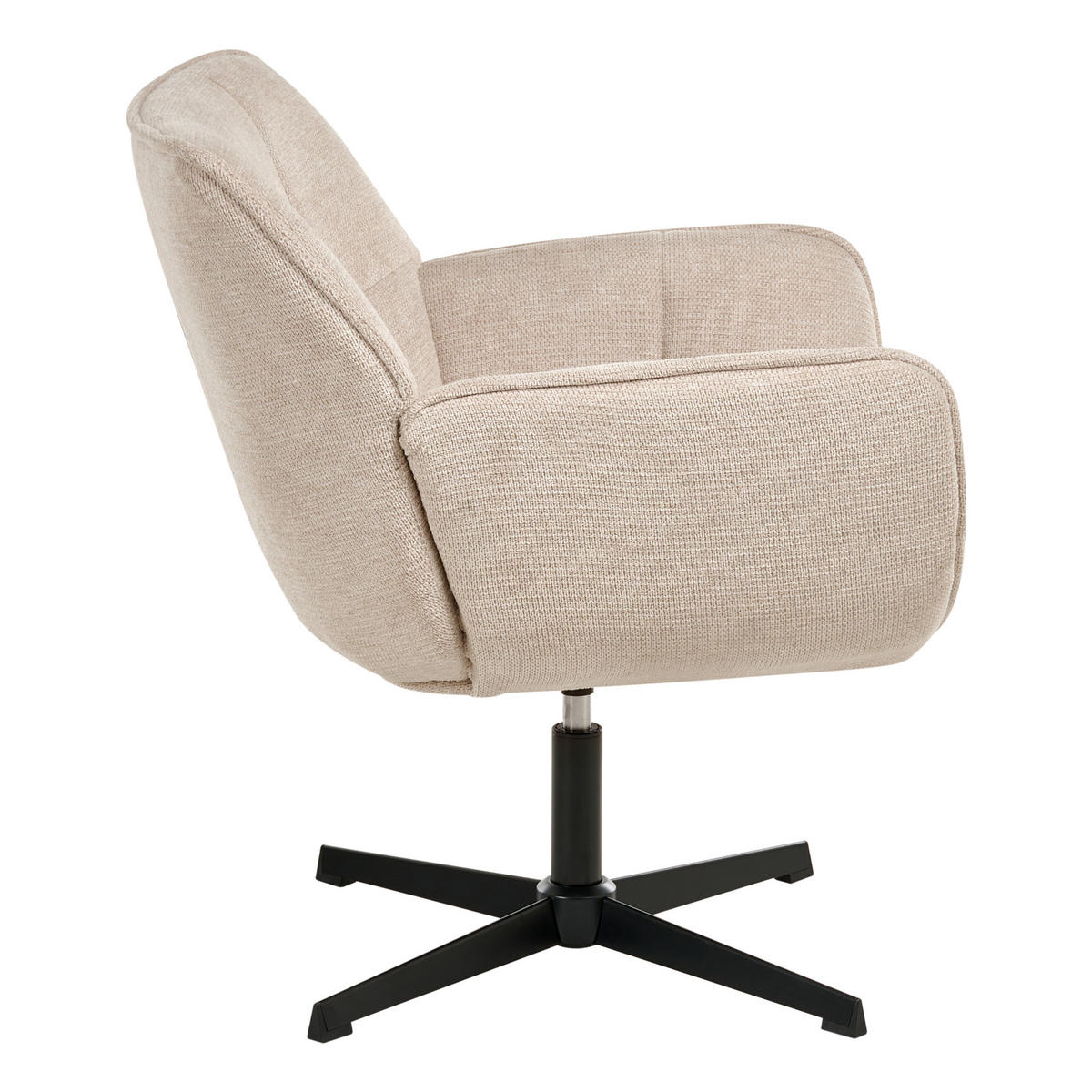 DREHSESSEL Stoff Hellbeige Auma - Beige/Schwarz, Textil/Metall (71/85/78cm) - Beliani