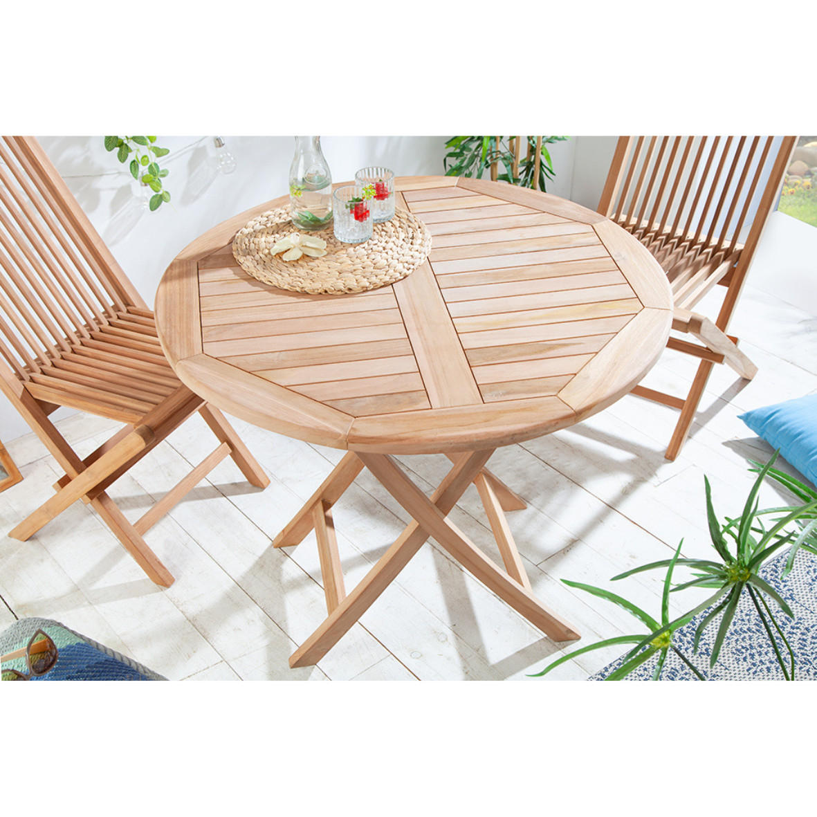 GARTENTISCH EMPIRE TEAK Teakholz rund Natur 90 cm - Braun, Holz (90/90/75cm) - riess-ambiente
