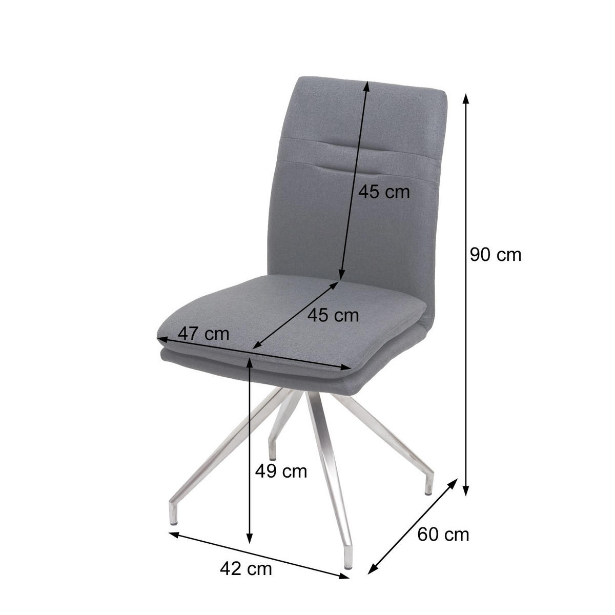 ESSZIMMERSTUHL Anthrazit 2er-Set - Anthrazit/Braun, Textil (47/90/60cm) - Jamb