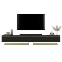 TV-LOWBOARD 2-er Set Selene Glamour Schwarz Matt mit Metallrahmen 140 cm - Goldfarben/Schwarz, Holzwerkstoff/Metall (280/44/35cm) - Meble Lindner