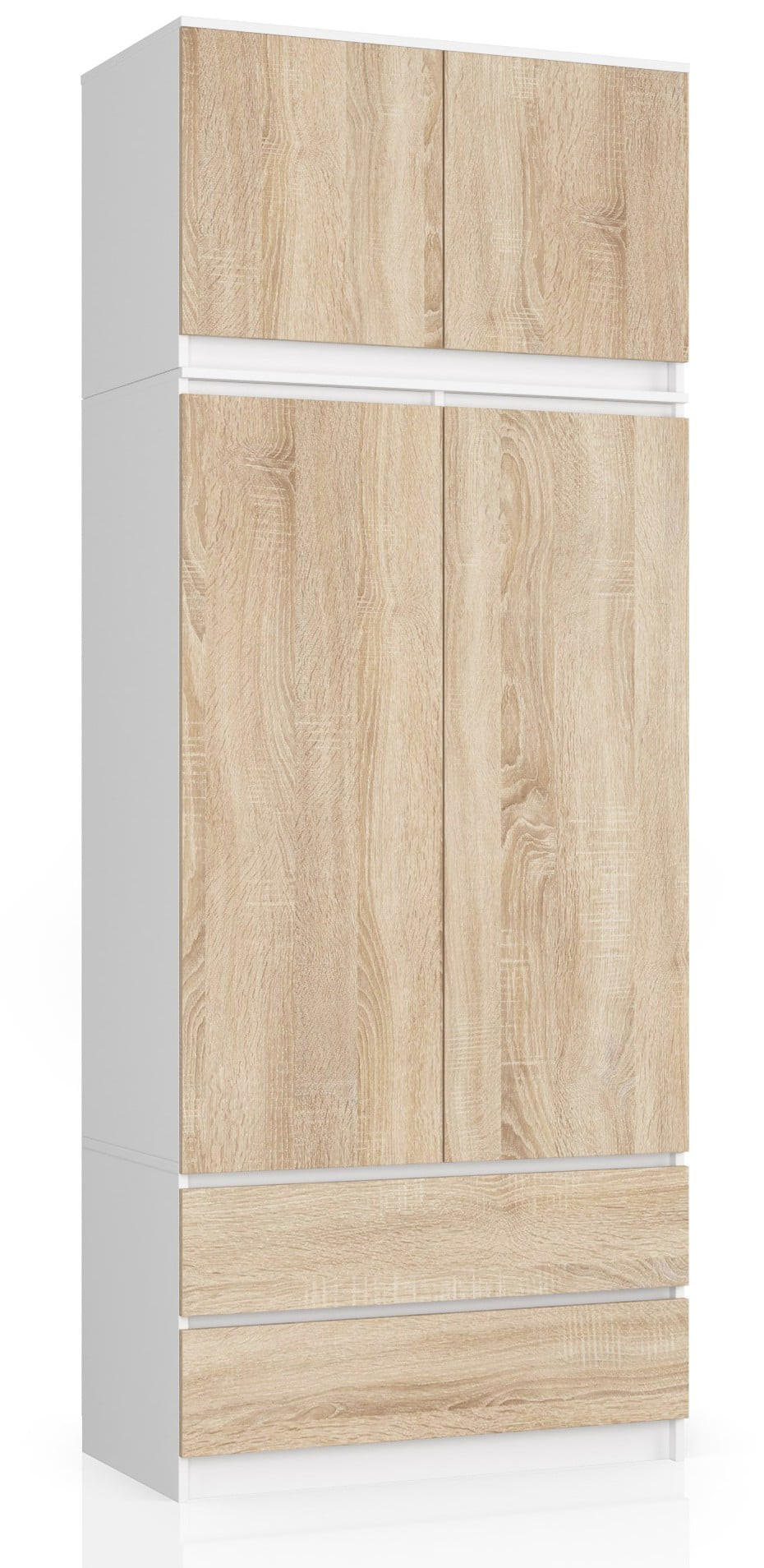 KLEIDERSCHRANK Weiß, Eiche Sonoma 234/90/51 - Weiß/Sonoma Eiche, Holzwerkstoff (90/234/51cm) - RAUMHIRSCH FURNITURE