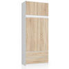 KLEIDERSCHRANK Weiß, Eiche Sonoma 234/90/51 - Weiß/Sonoma Eiche, Holzwerkstoff (90/234/51cm) - RAUMHIRSCH FURNITURE