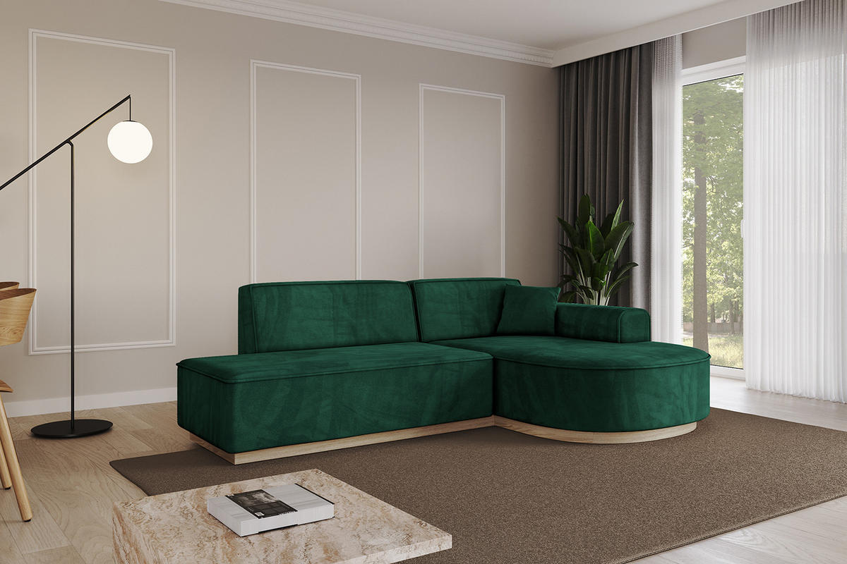 ECKSOFA Ottomane Rechts ARRIO-L1 - 243x171x83 cm Dunkelgrün - Grün, Holzwerkstoff/Textil (243/171cm) - ALTDECOR