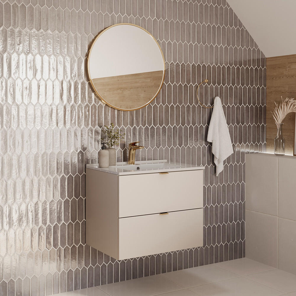 BADMÖBEL-SET 2-TLG. Durango-56 - Beige, Holzwerkstoff (61/190/46cm) - Lomado