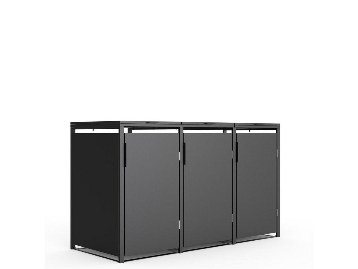 MÜLLTONNENBOX 3er, 198,5x80x116cm, Stahl, anthrazit - Grau, Kunststoff (80/175/120cm)