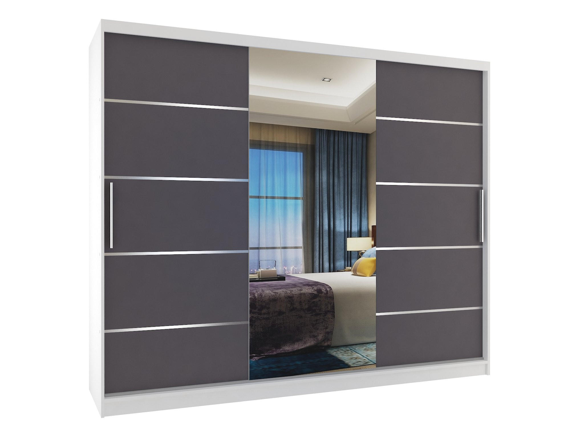 B BELINI GROUP POSUVNÁ SKŘÍŇ Verona MBP, Bílá/Šedá Mat, 232 cm, se zrcadlem