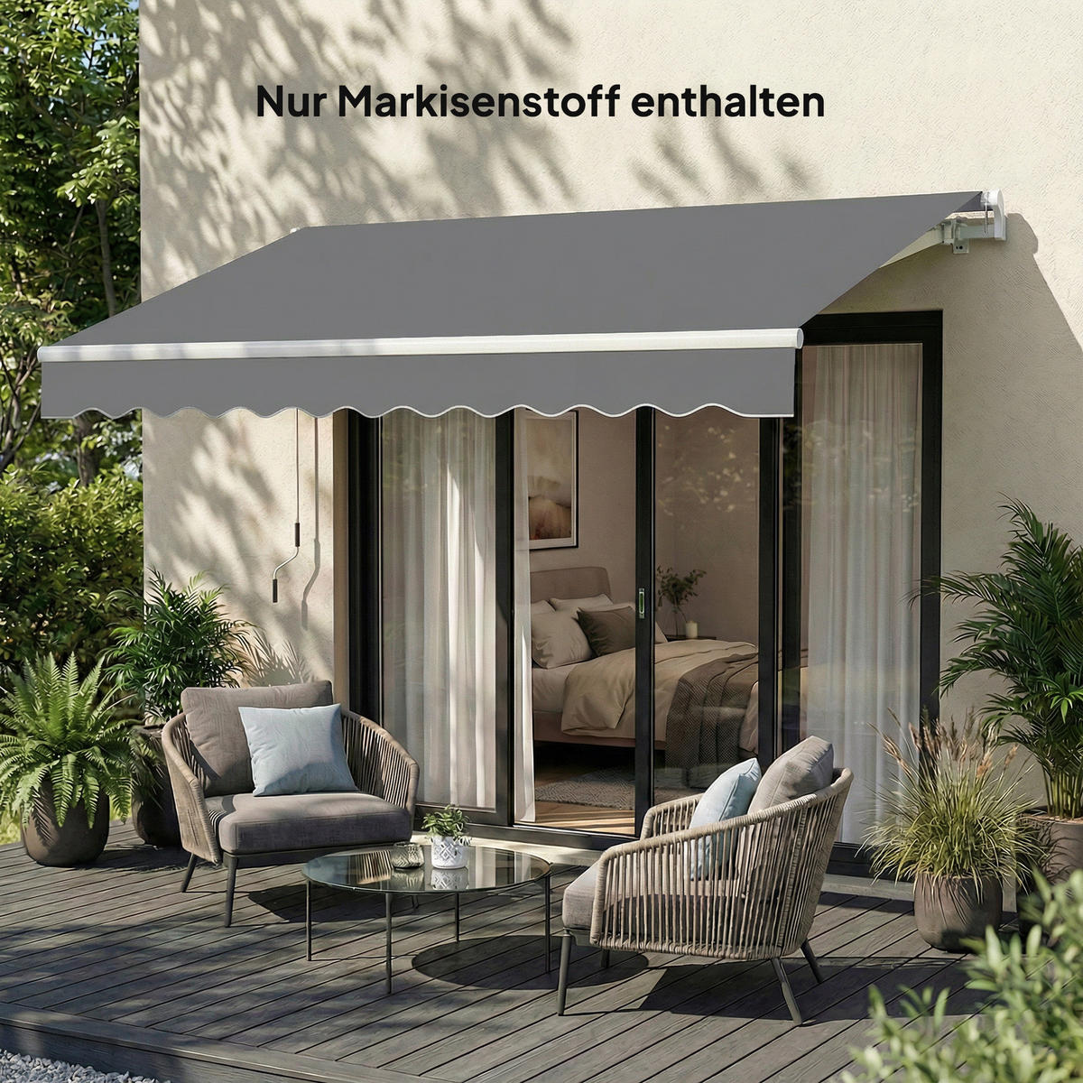 MARKISENBESPANNUNG aus Polyester Dunkelgrau - Dunkelgrau, Textil (337/250/25cm) - Outsunny