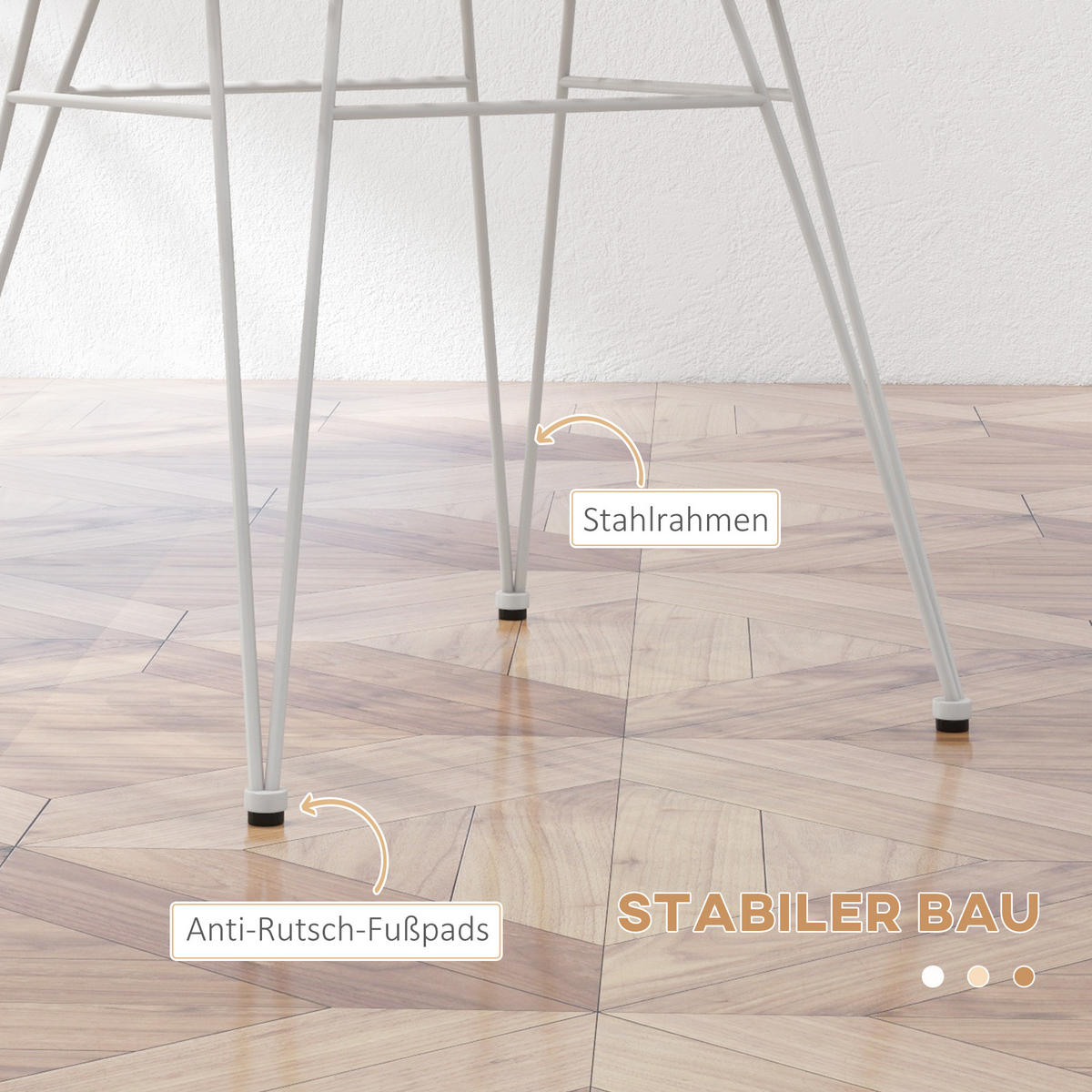 ESSZIMMERSTÜHLE PE-Rattan Hellbraun+Weiß - Hellbraun, Kunststoff (60/79/56cm) - HOMCOM