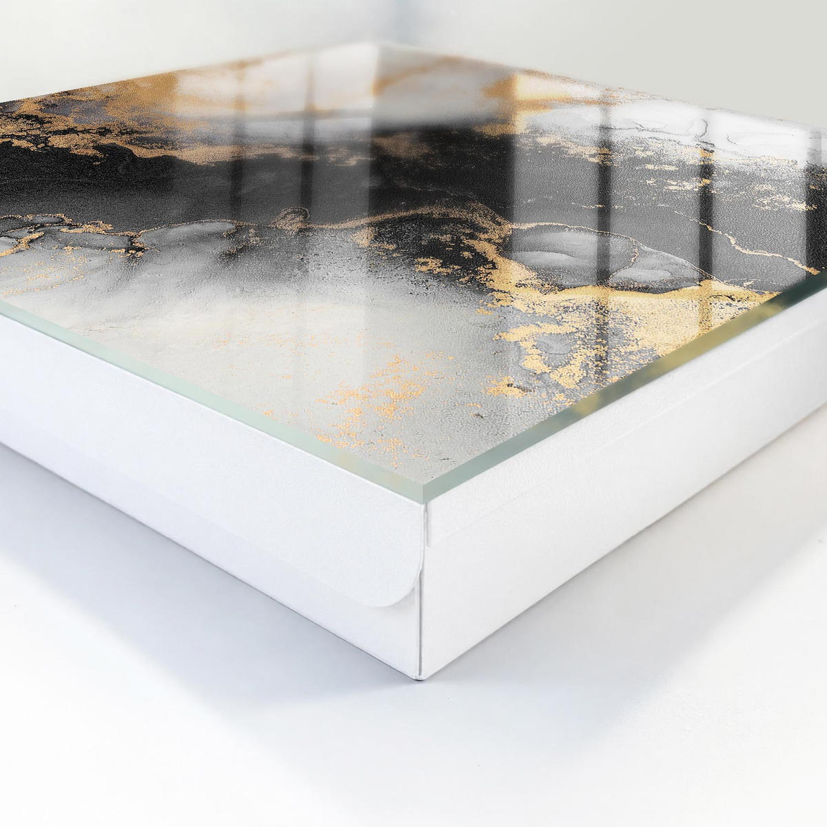 SCHLÜSSELBOX Weiß 30x30 cm – Türöffnung nach rechts - Weiße Eleganz - Schwarz, Metall (30/30/5cm) - TULUP