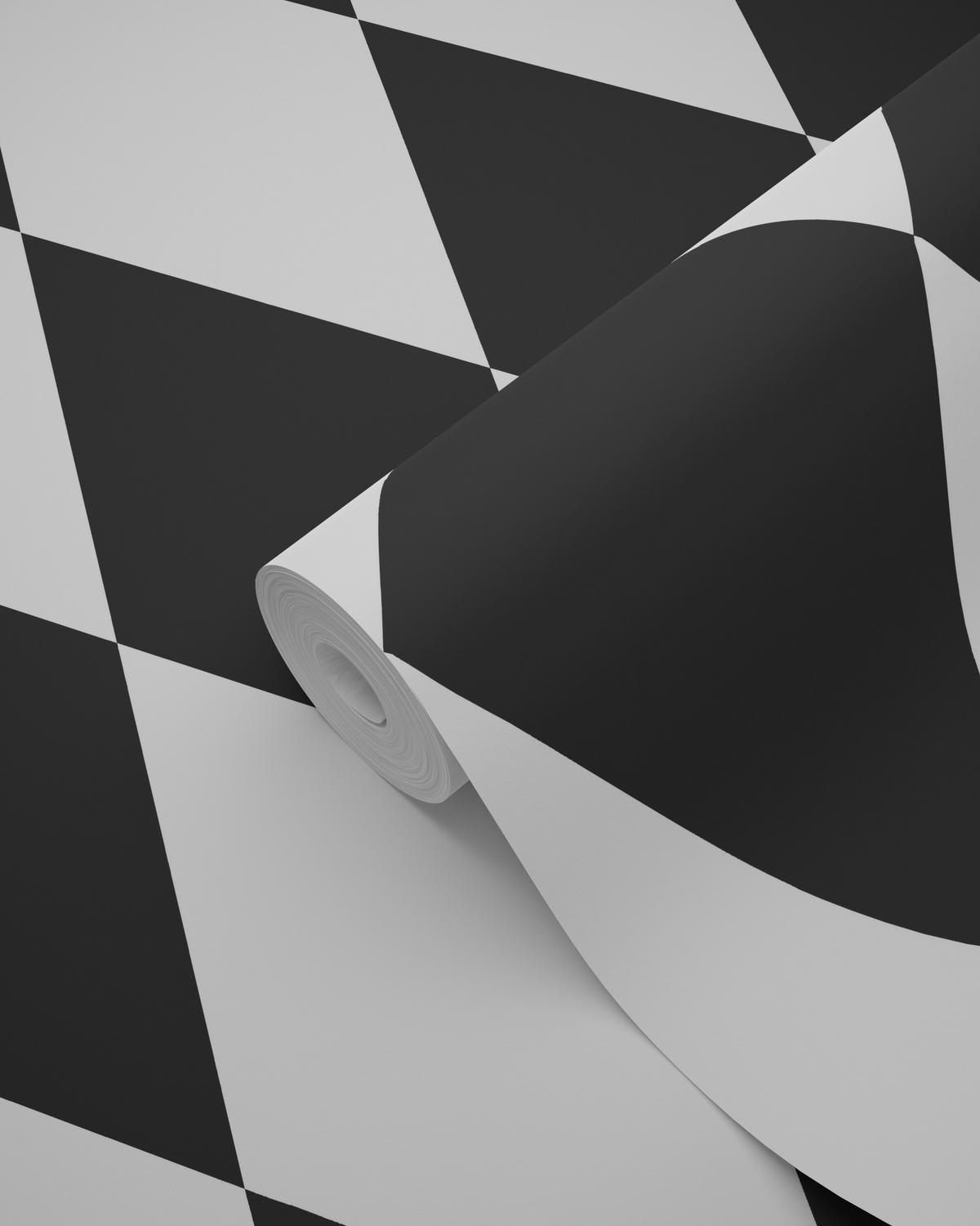 TAPETE Karomuster 53 cm x 10.05 m - Schwarz, Papier (53/0.1cm) - Origin Wallcoverings
