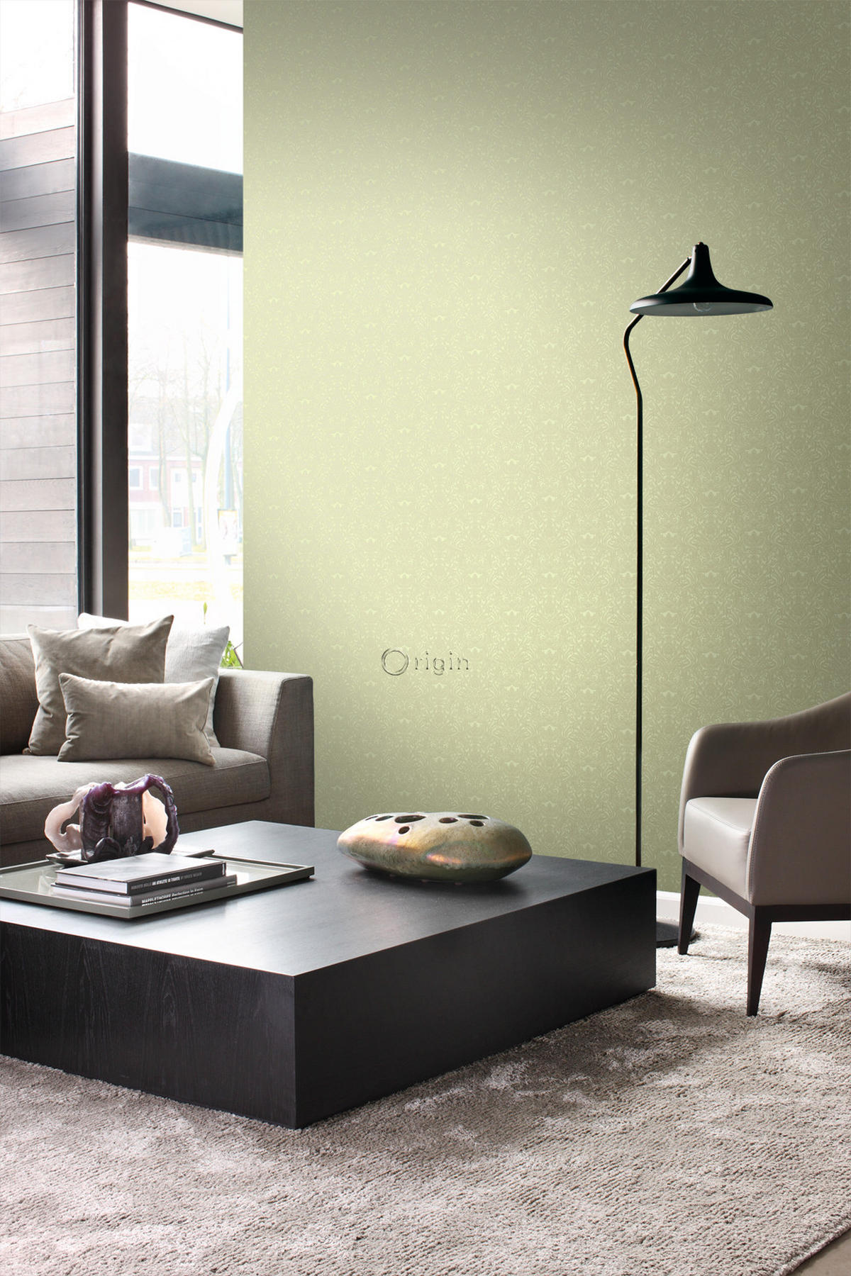 TAPETE Ornamente 53 cm x 10.05 m - Grün, Papier (53/1000cm) - Origin Wallcoverings