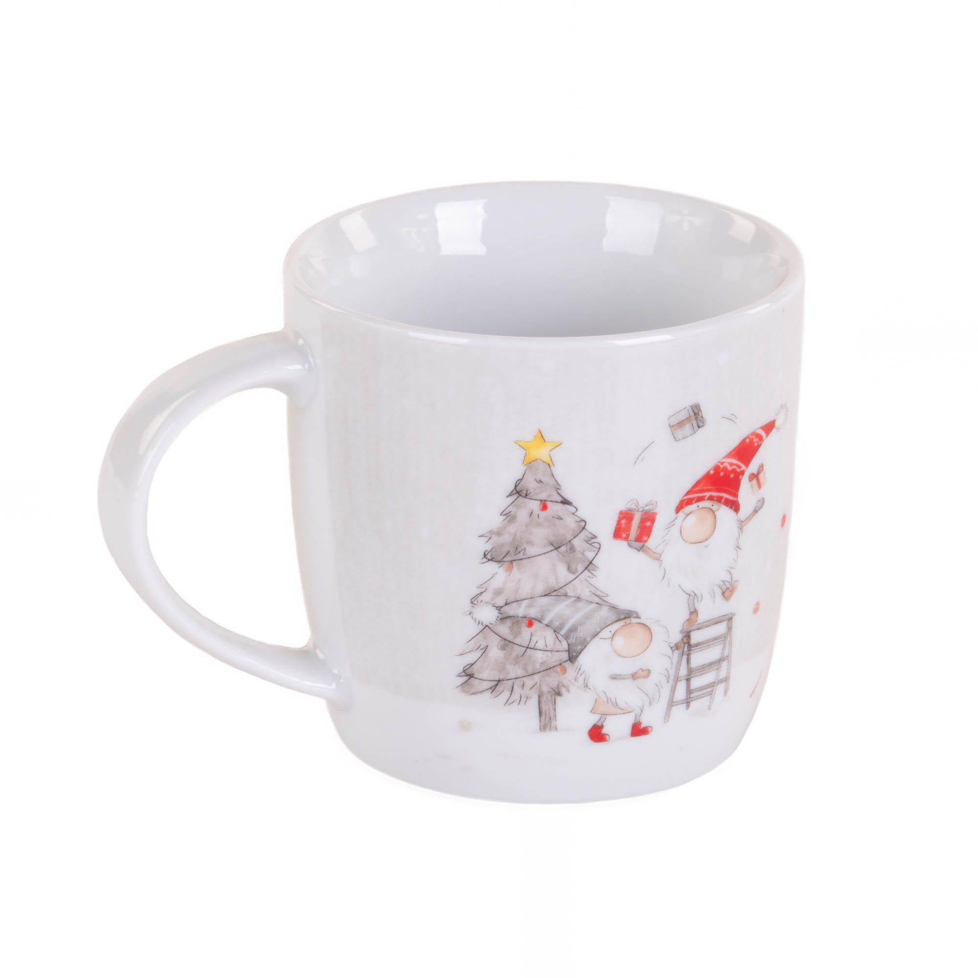 BECHER mit Wichtelmännchen Fiete 330 ml 12,5/8,7/8,7 cm - Weiß, Keramik (8.7/8.7/12.5cm) - Boltze Home