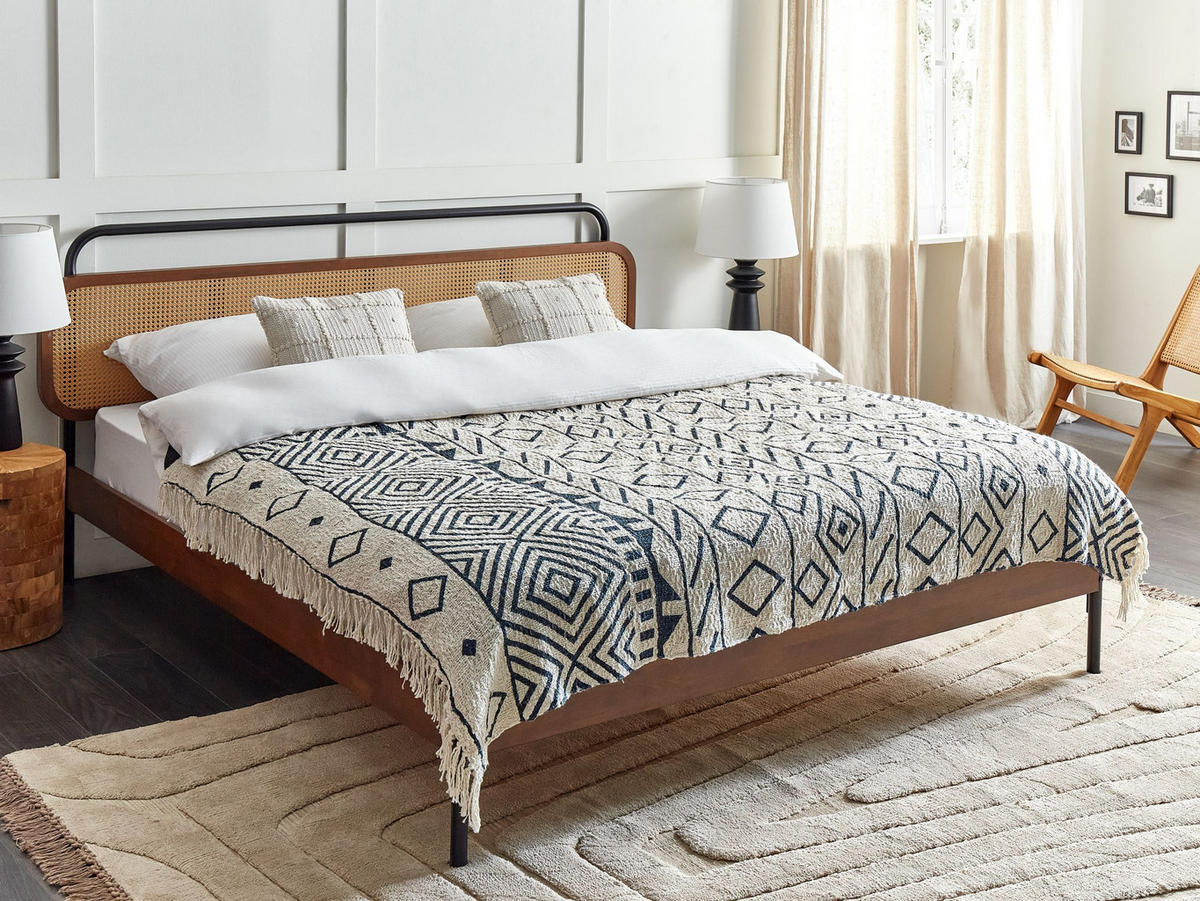 PŘIKRÝVKA Bavlna 150/200 cm Béžová Najuy - modrá/světle modrá, textil (150/200cm) - Beliani