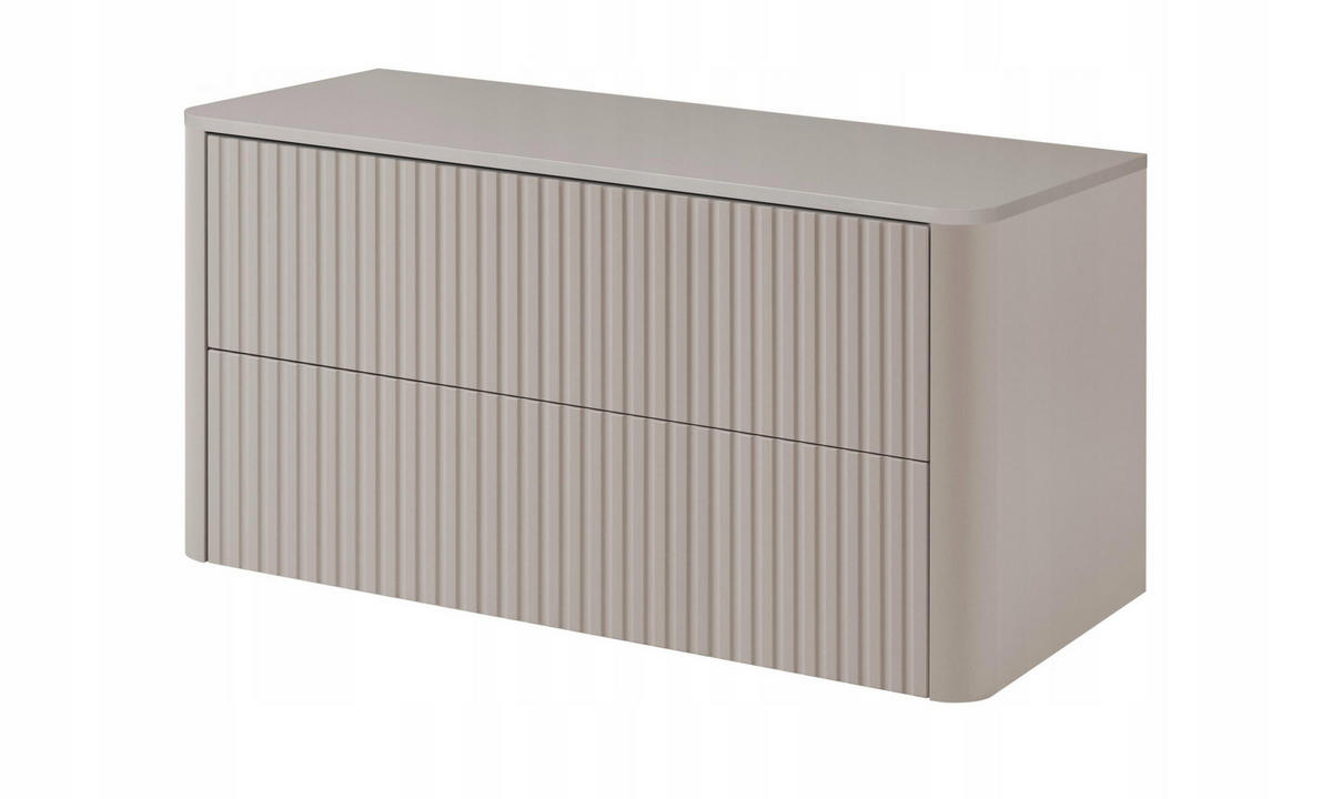 WASCHBECKENUNTERSCHRANK LINEA hängend geriffelt Kaschmir matt mit Waschtischplatte 100/48/44 cm - Kaschmir, Holzwerkstoff (100/48.4/43.7cm) - Rodan