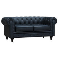 CHESTERFIELD-SOFA Aliza Schwarz - Schwarz, Holz/Kunststoff (157/70/82cm) - Habitat Garten