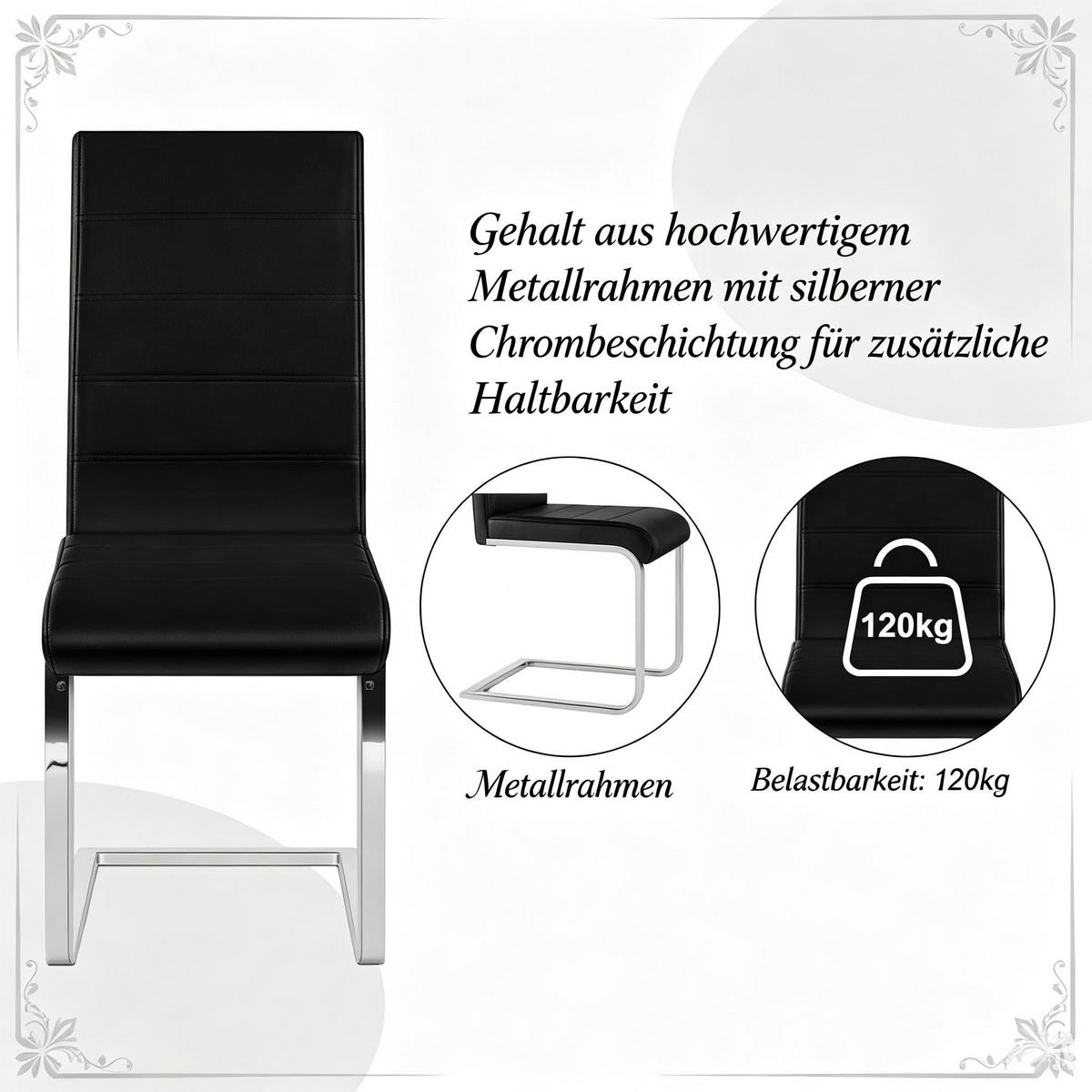 SCHWINGSTUHL DE-36176 2er-Set mit PU-Bezug Schwarz - Schwarz, Metall (51/100/40cm) - ComfortXL
