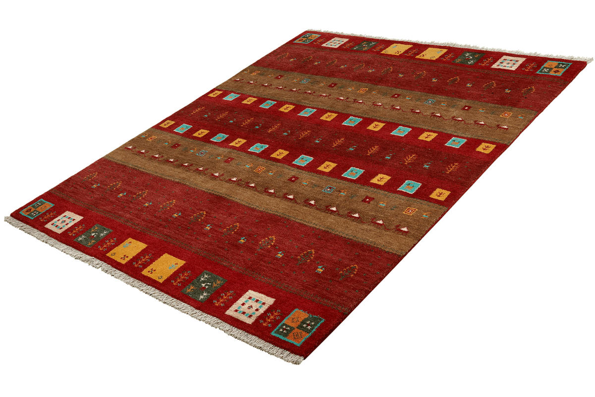 GABBEH-TEPPICH handgeknüpft Sonnat Bunt, Rot 200/151 cm Schurwolle - Rot/Multicolor, Textil (151/200cm) - Looma