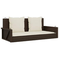 HÄNGEBANK Mit Kissen Braun 119/56/48 Cm Poly Rattan - Creme, Kunststoff (56/48/119cm) - vidaXL