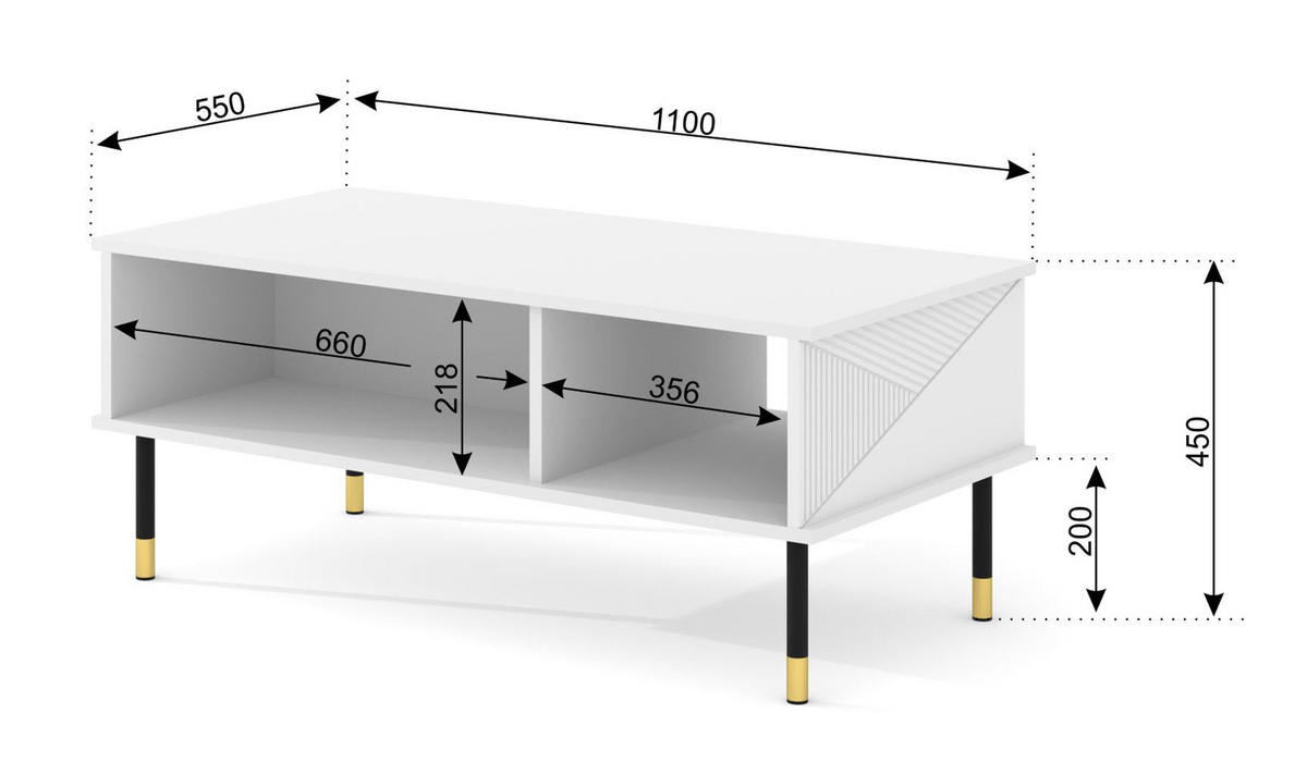 COUCHTISCH Schwarz, Gold 110/45/55 - Schwarz, Holzwerkstoff (55/110/45cm) - RAUMHIRSCH FURNITURE