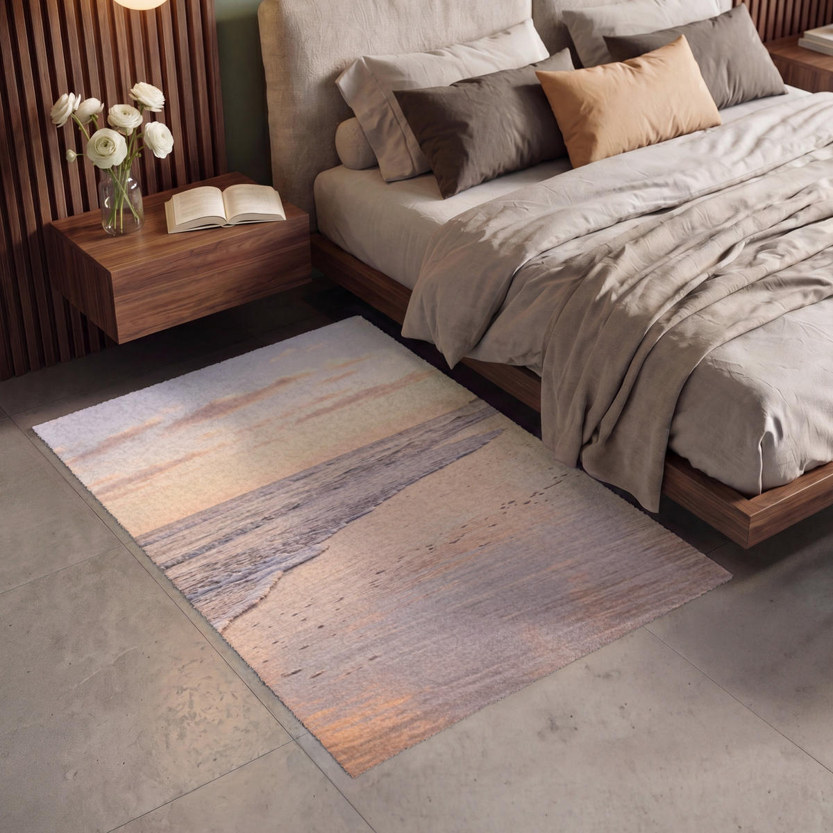 KOBERCE - Pláž - Príboj - Oblaky - 120x180 cm - svetloružová, textil/plast (120/0.4cm) - OnlyWow