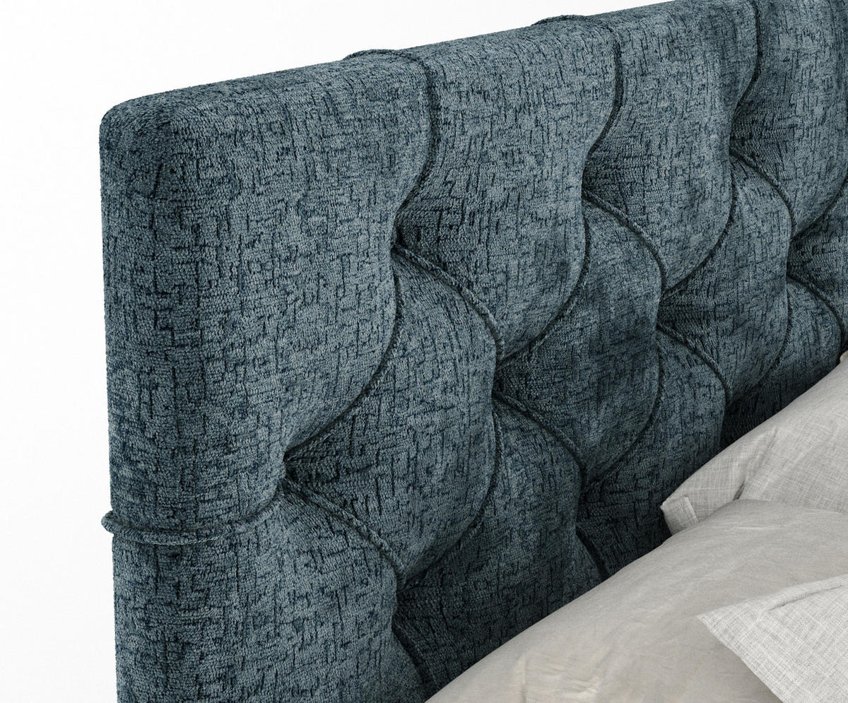 BOXSPRINGBETT Hugo Blau 160/200 cm - Blau/Schwarz, Holz/Holzwerkstoff (160/200cm) - Maison de Reve
