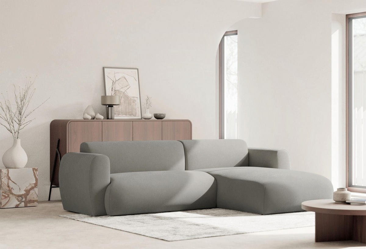 ECKSOFA Emia Hellgrau rechts - Hellgrau/Schwarz, Kunststoff/Textil (156/262cm) - Selsey