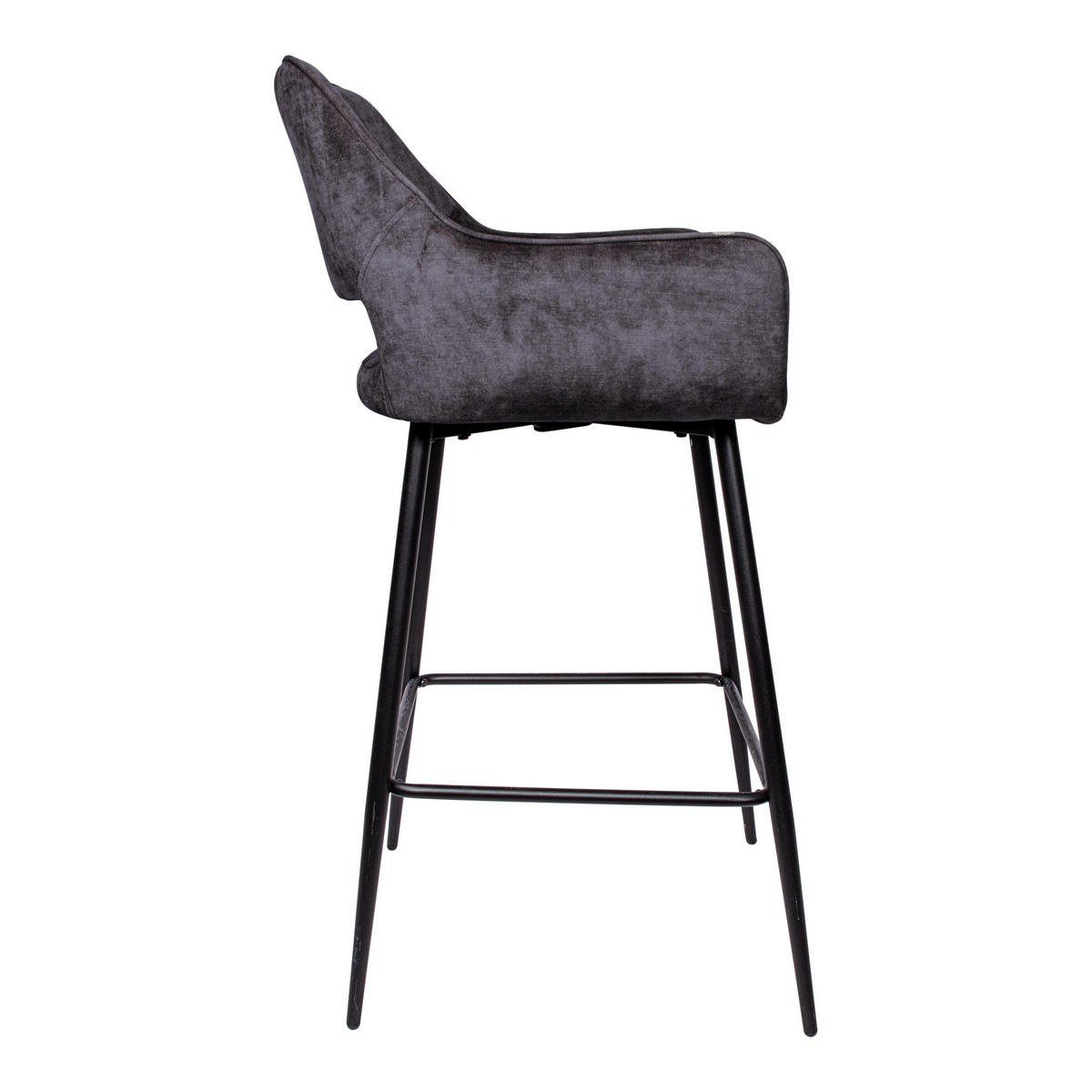 BARHOCKER Fallon Schwarz 61/53/105cm - Anthrazit, Textil (53/105/61cm) - PTMD Collection