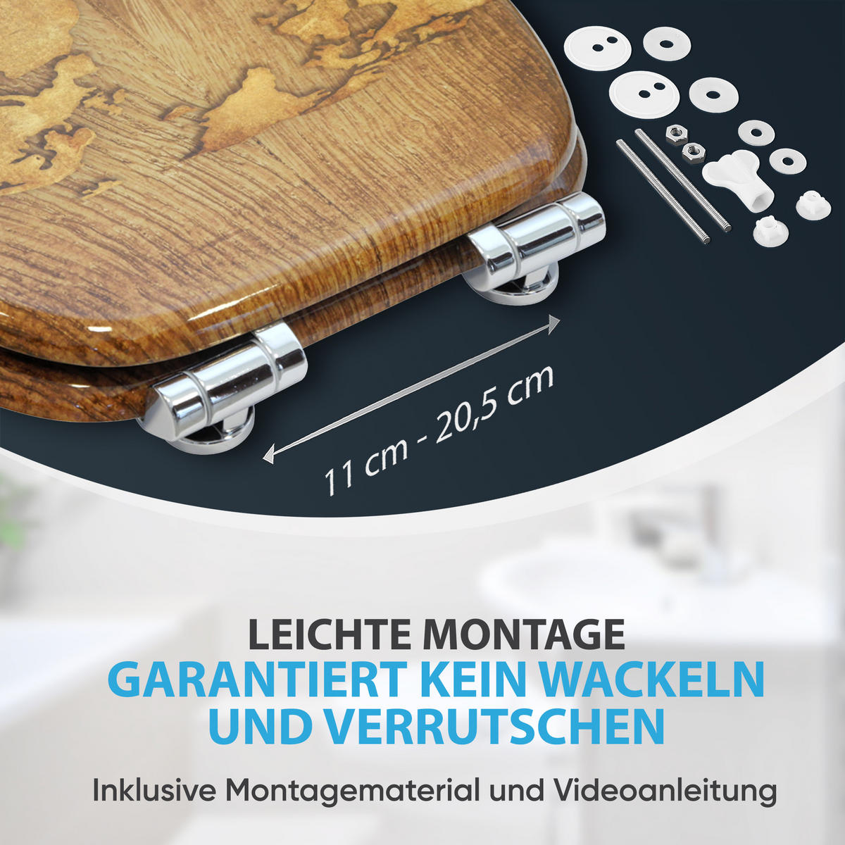 WC-SITZ mit Absenkautomatik World Map - Braun, Holzwerkstoff (38/6/47cm) - Sanilo