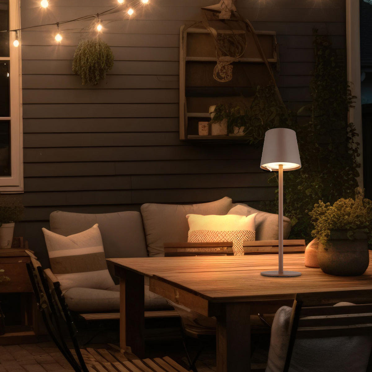 LED TISCHLEUCHTE Braun Akku Touchdimmer - Braun, Metall (10.6/10.6/36cm) - Globo Lighting