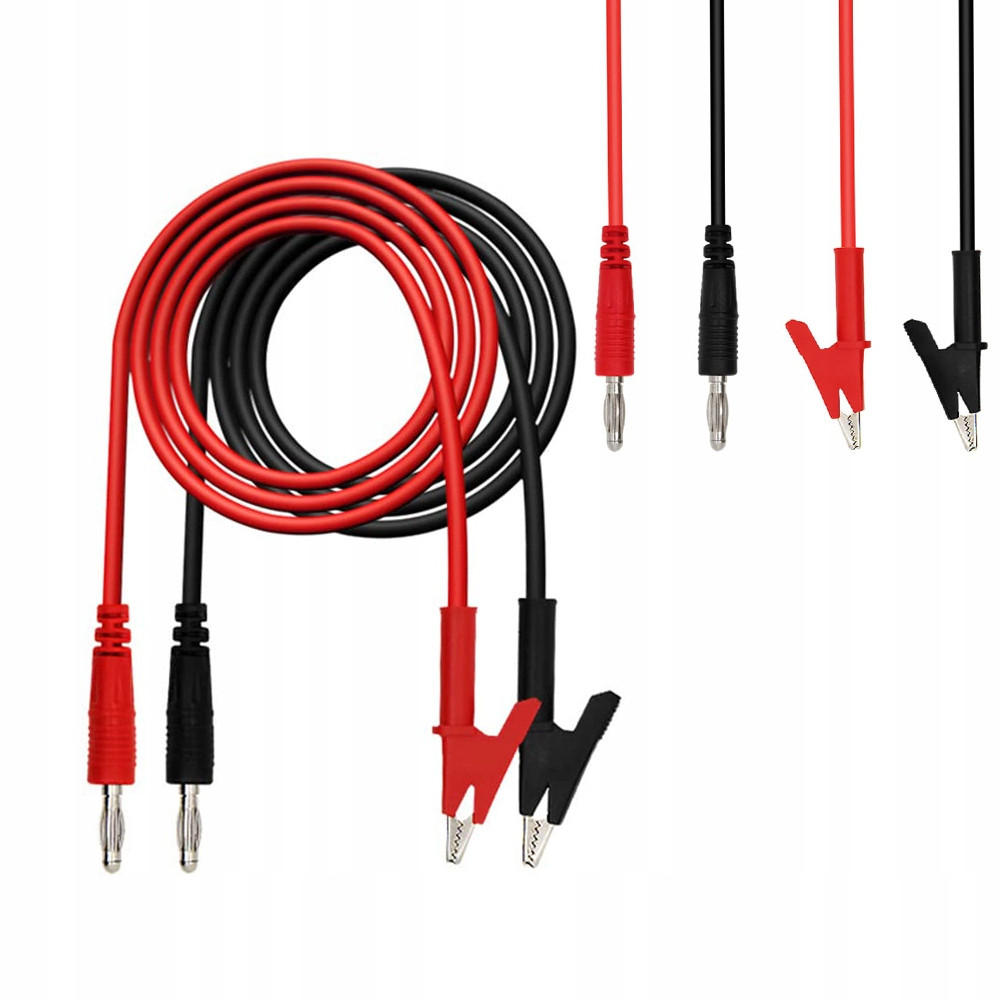 MESSKABEL Universal 2-tlg. Set, 100 cm, 1500 V, 15 A, Krokodilklemmen, Bananenstecker 4 mm, max. Öffnung 10 mm - Multicolor, Kunststoff/Metall (8/8/3cm)