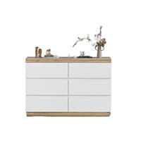 SIDEBOARD in Weiß und Eiche Kommode mit 6 Schubladen und Schließfach für Schlafzimmer und Wohnzimmer, B110/T40/H67.5cm - Eichefarben/Weiß, Holzwerkstoff/Metall (110/67.5/40cm) - STILVORA