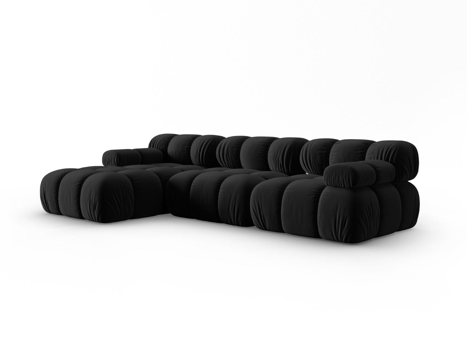 MODULARES-ECKSOFA links Bellis aus Samt schwarz 4 Sitzplätze - Schwarz, Textil (122/285cm) - Micadoni