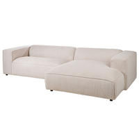 ECKSOFA 304x164x69 Ottomane rechts Cord elfenbein VALENCIA - Beige, Holz (304/164cm) - Massivmoebel24
