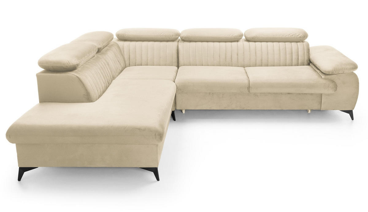 ECKSOFA 275 cm mit verstellbaren Kopfstützen Xanto L, Links, Creme - Creme, Holz (275/221cm) - Emporius