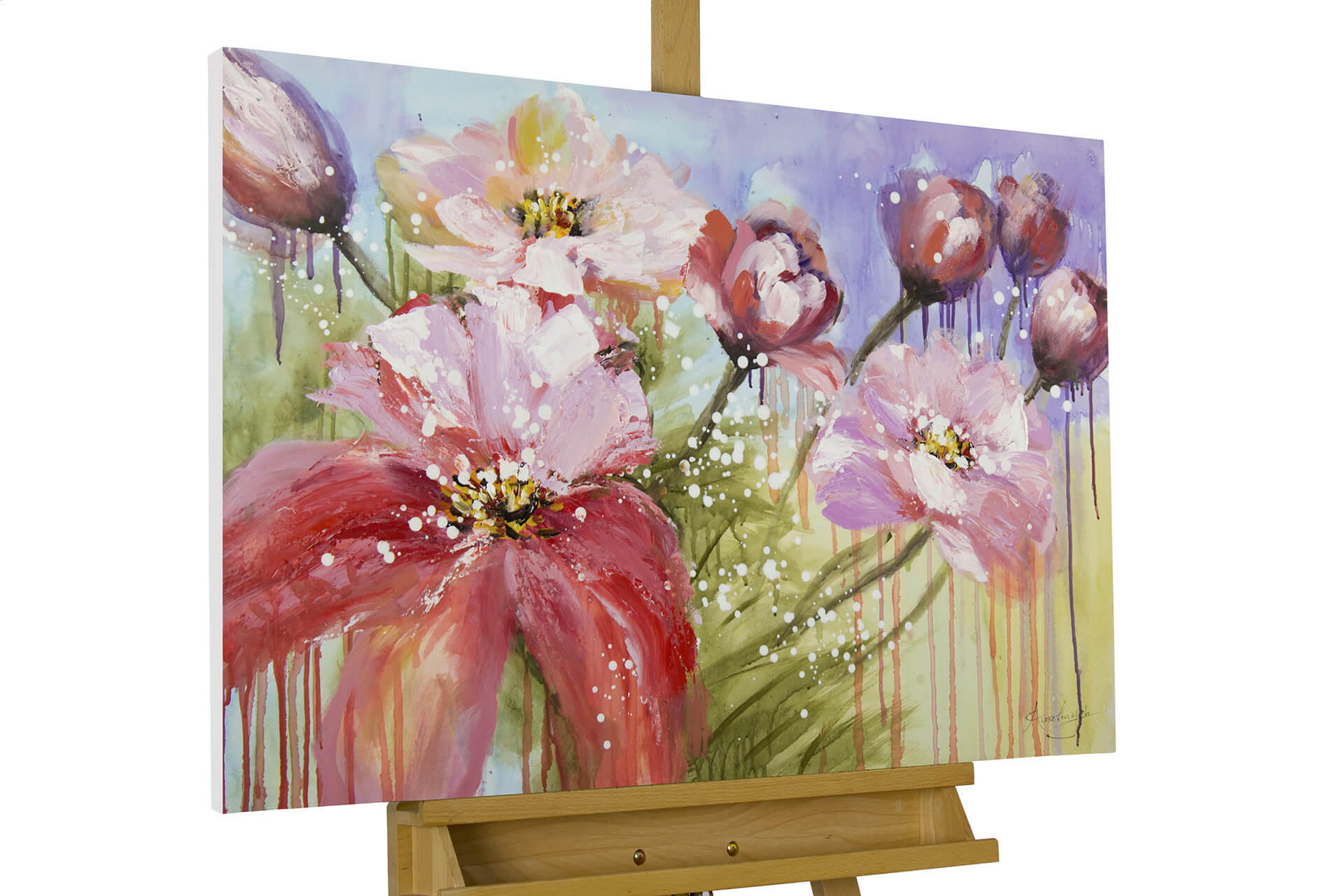 ACRYLBILD HANDGEMALT 90/60 cm - Pink, Holz/Textil (90/60cm) - KUNSTLOFT