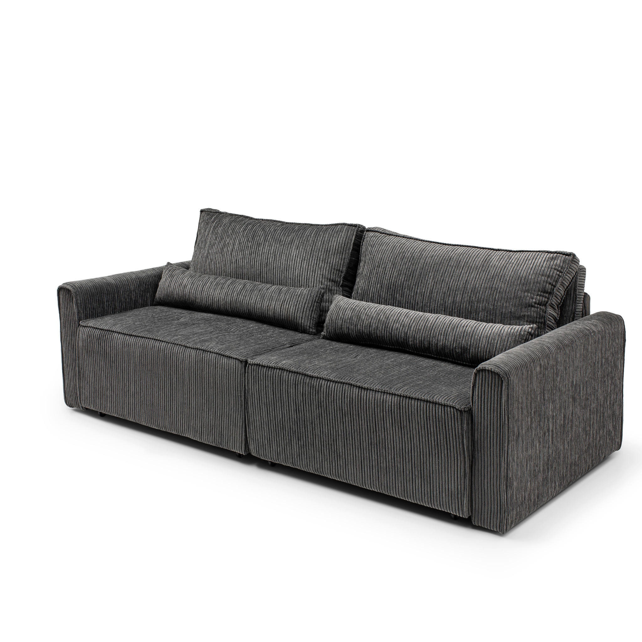 ECKSOFA mit Schlaffunktion 8 fach verstellbare Rückenlehne - Anthrazit, Holz (137/190cm) - Gowoll