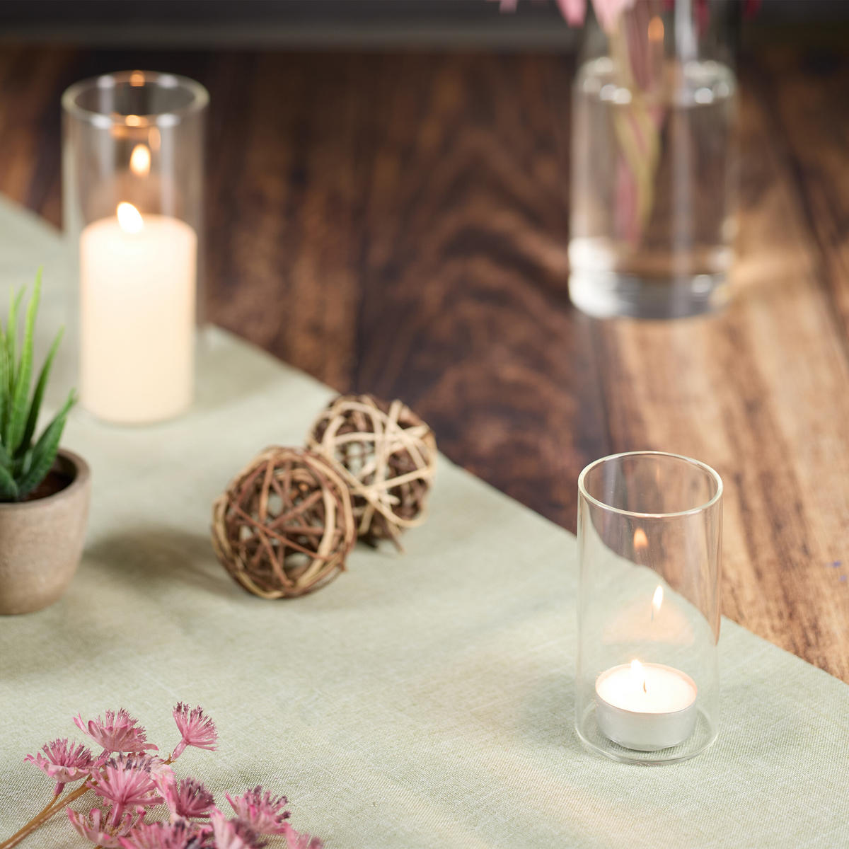 4-DIELNA sada váz - priehľadné, sklo (25cm) - Relaxdays