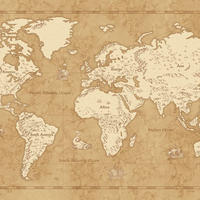 FOTOTAPETE Vintage-Weltkarte 500 x 280 cm - Beige, Papier (500/280cm) - Sanders & Sanders