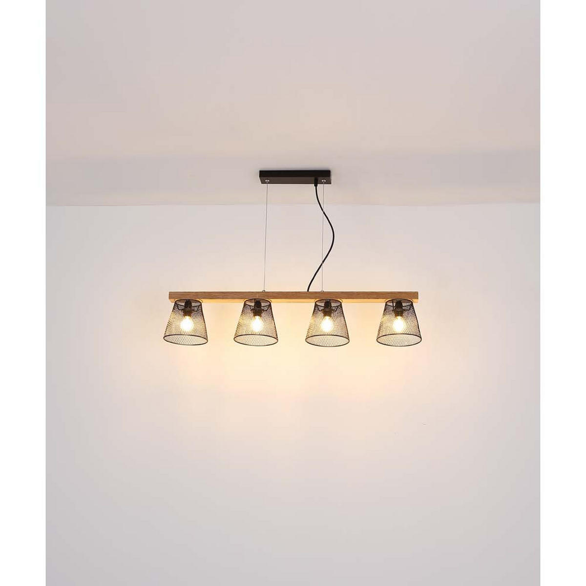 HÄNGELEUCHTE Metall Holzoptik Braun - Braun, Holz (85/15/150cm) - Globo Lighting