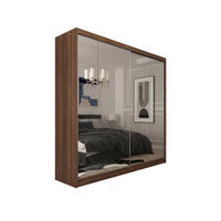 SCHWEBETÜRENSCHRANK BELLINA 200/216/61 cm Modern Kleiderschrank 2-türig mit Spiegel Nussbaumfarben - Nussbaumfarben, Holzwerkstoff (200/216/61cm) - MASSENO