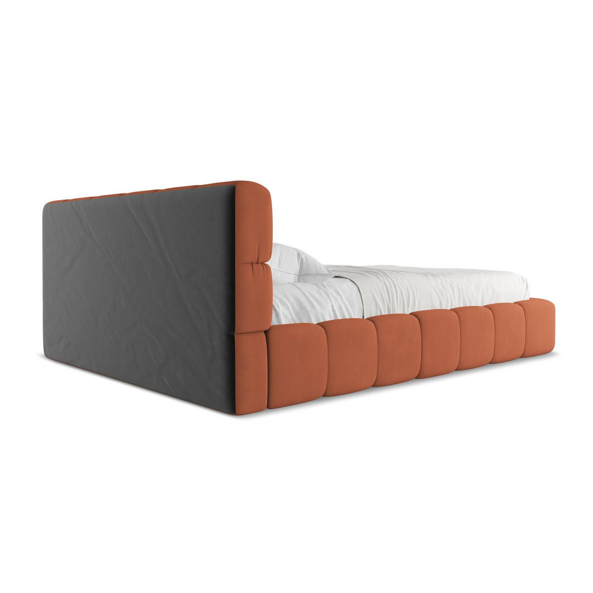 POLSTERBETT mit Bettkasten und Lattenrost 180x228 Orange - Terracotta/Schwarz, Kunststoff/Textil (160/200cm) - LaMiaSofa