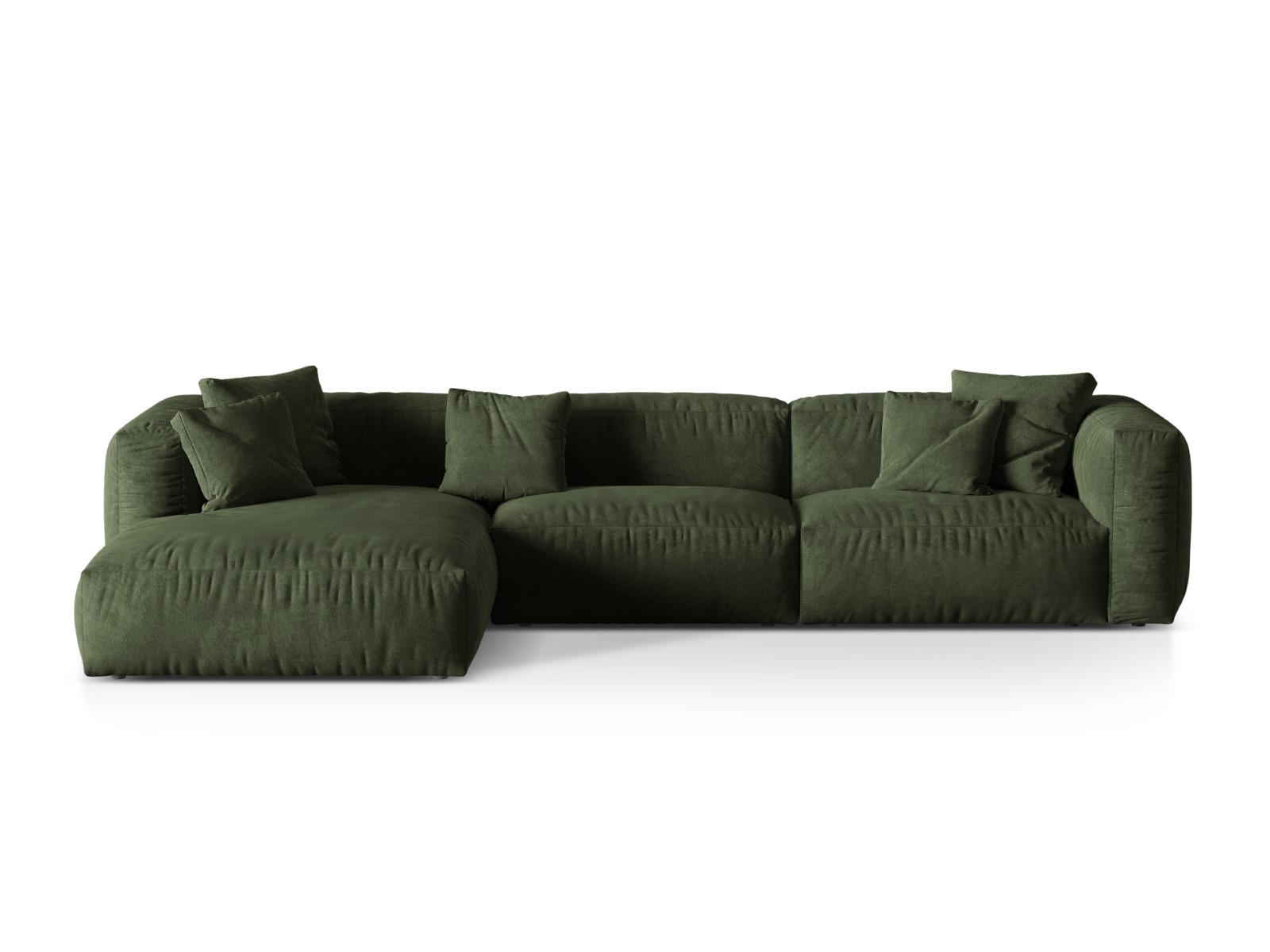 ECKSOFA modular links Martina aus Samt grün 3 Sitzplätze - Grün, Textil (176/332cm) - Micadoni